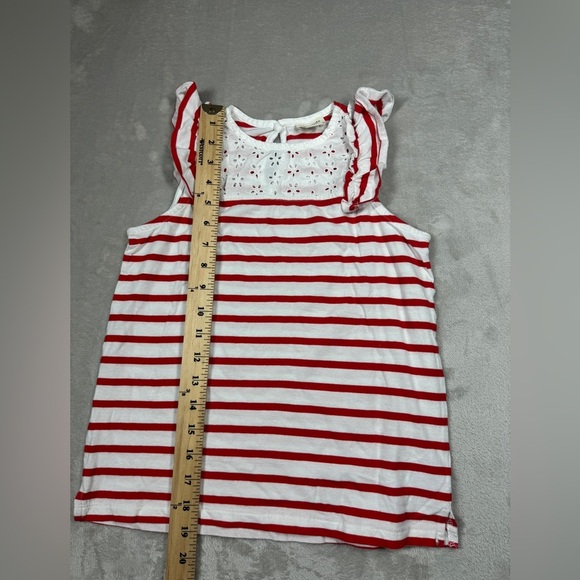 Crewcuts J.Crew Factory Girls Eyelet Floral Lace Red White Striped Tank Size 10 - Picture 6 of 14